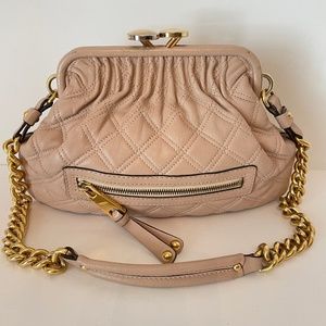 Marc Jacobs Beige Blush Quilted Little Stam Lambskin Leather Shoulder Bag